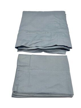 Lot Of 2 Better Homes & Gardens Blue Cotton Pillowcase & Flat Sheet Set Queen